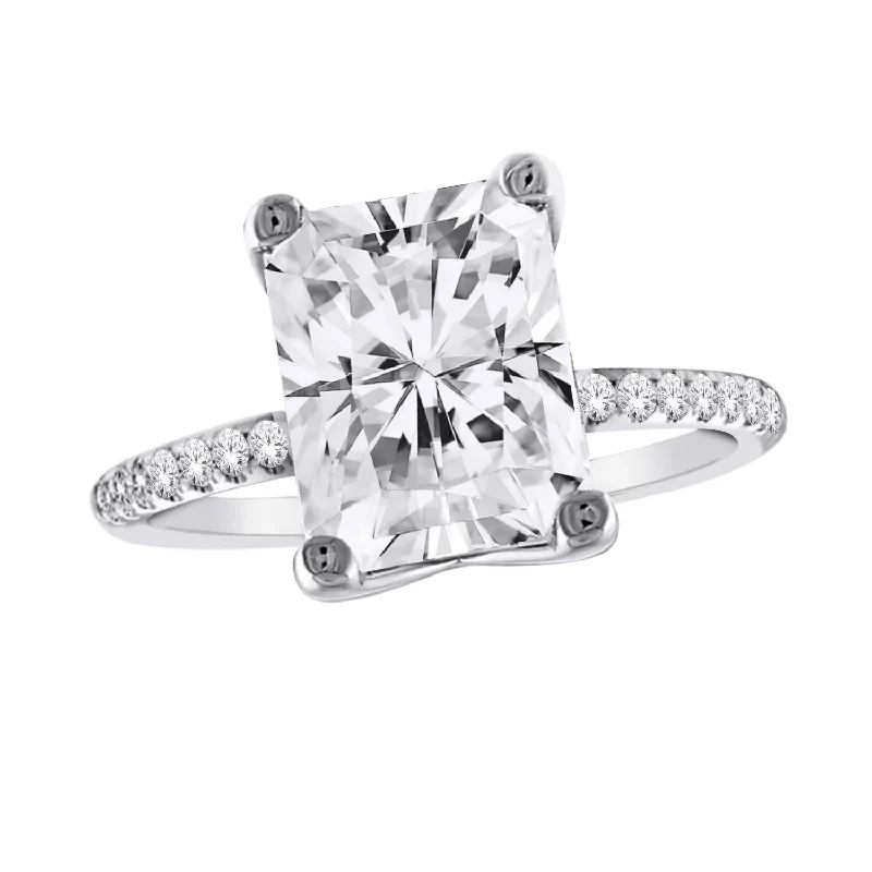 White gold engagement rings with diamonds-14kt White Gold 4.55cttw Lab-Created Radiant Diamond Engagement Ring