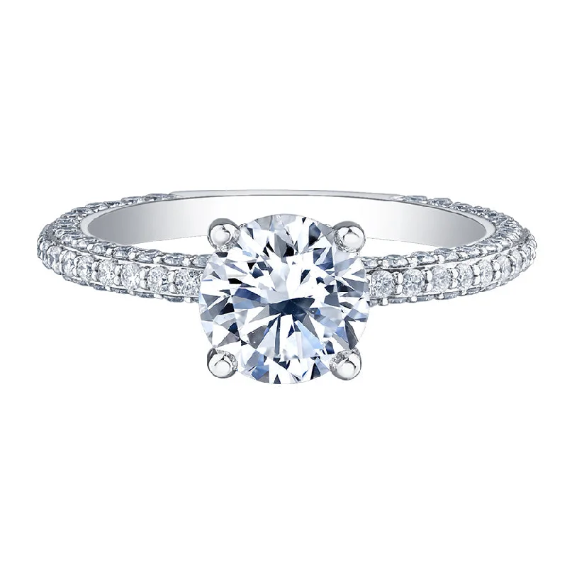 Engagement rings with deep blue sapphires-18kt White Gold 1.49cttw Round Canadian Diamond Center Engagement Ring