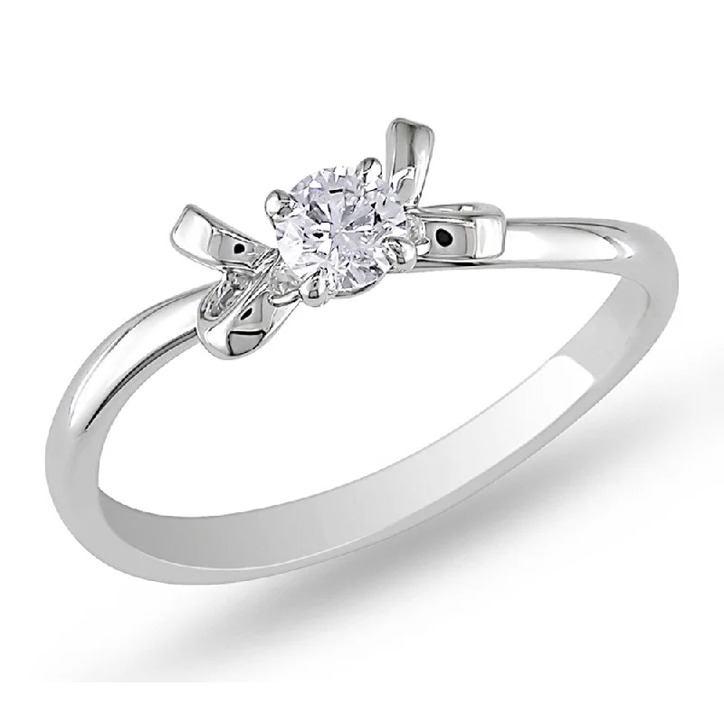 Engagement rings with aquamarine stones-Miadora Signature Collection 14k White Gold 1/5ct TDW Diamond Engagement Ring