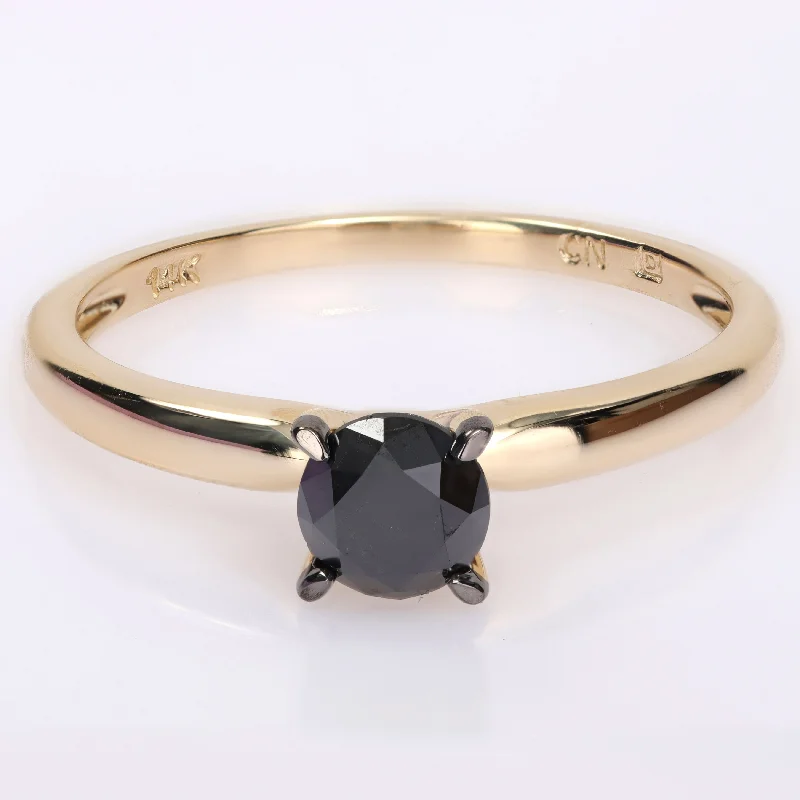 Unique engagement rings with geometric shapes-Miadora 3/4ct TDW Black Diamond Solitaire Engagement Ring in 14k Yellow Gold