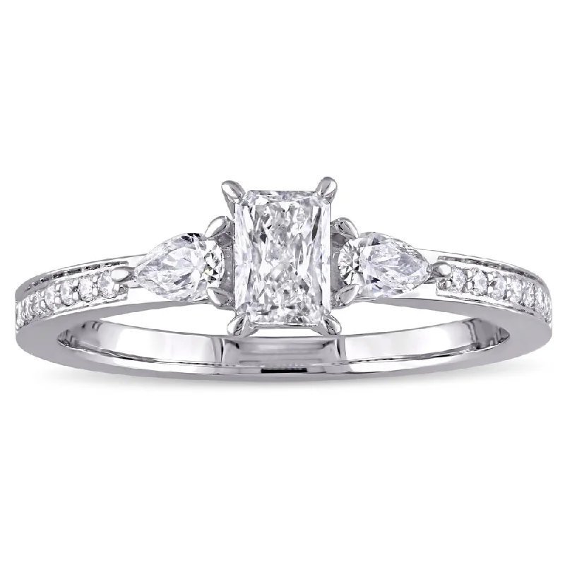 Engagement rings with emerald stones-Miadora 14k White Gold 5/8ct TDW Multi-Cut Diamond Engagement Ring