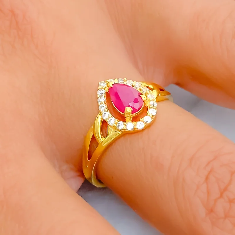 Beautiful gemstone rings for women-Jazzy Sparkling 22k Gold CZ Ring