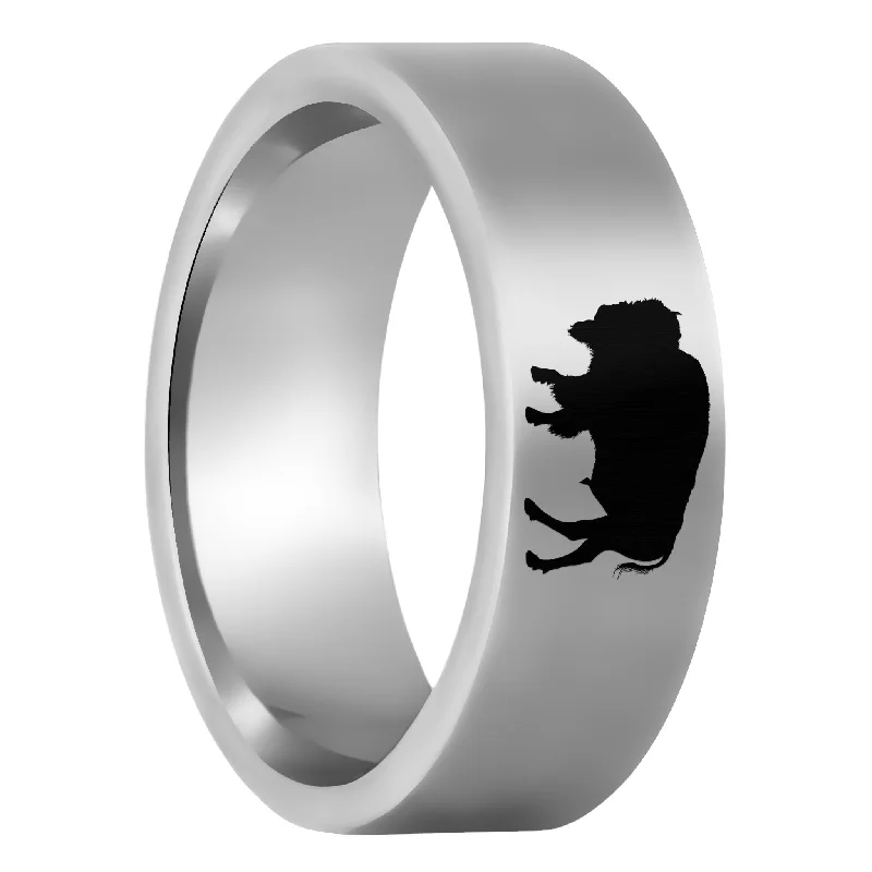 Gold-plated rings for women-Buffalo Tungsten Men's Wedding Band