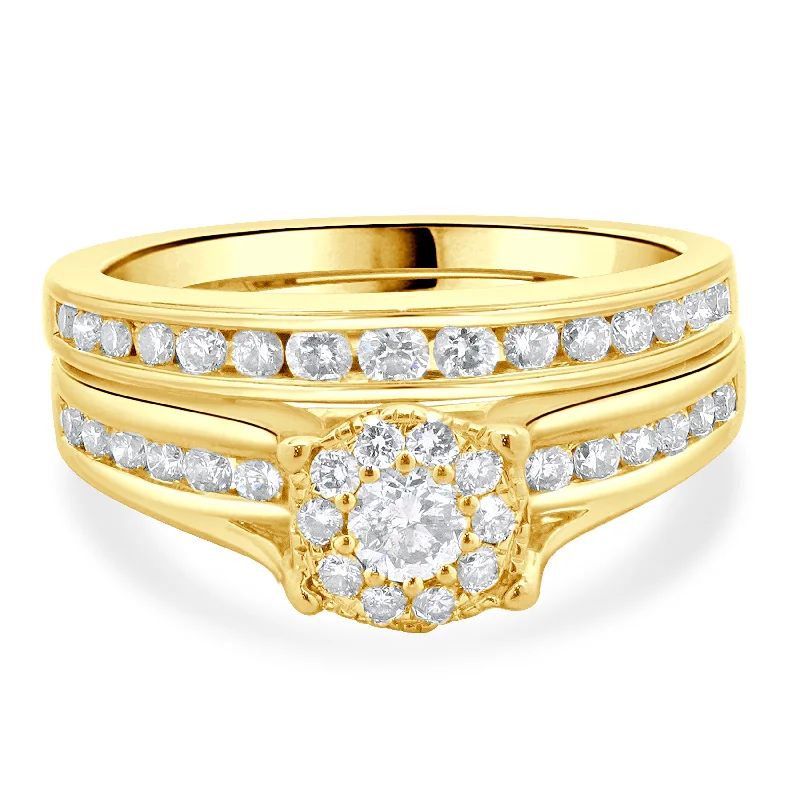 Unique engagement rings with engraved designs-14 Karat Yellow Gold Cluster Diamond Engagement Ring