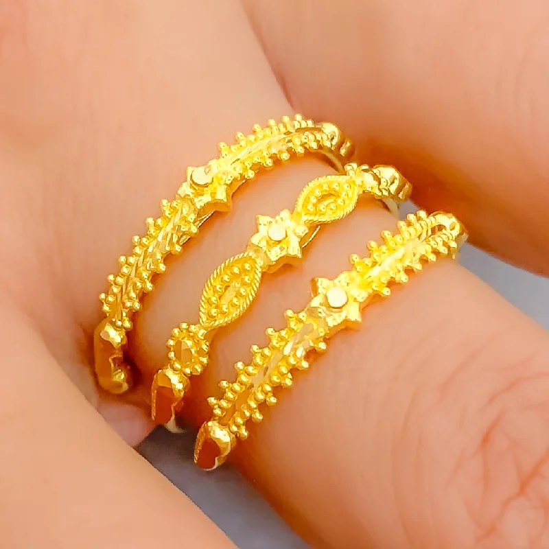 Bohemian rings for women-Attractive Detailed 22K Gold Spiral Ring