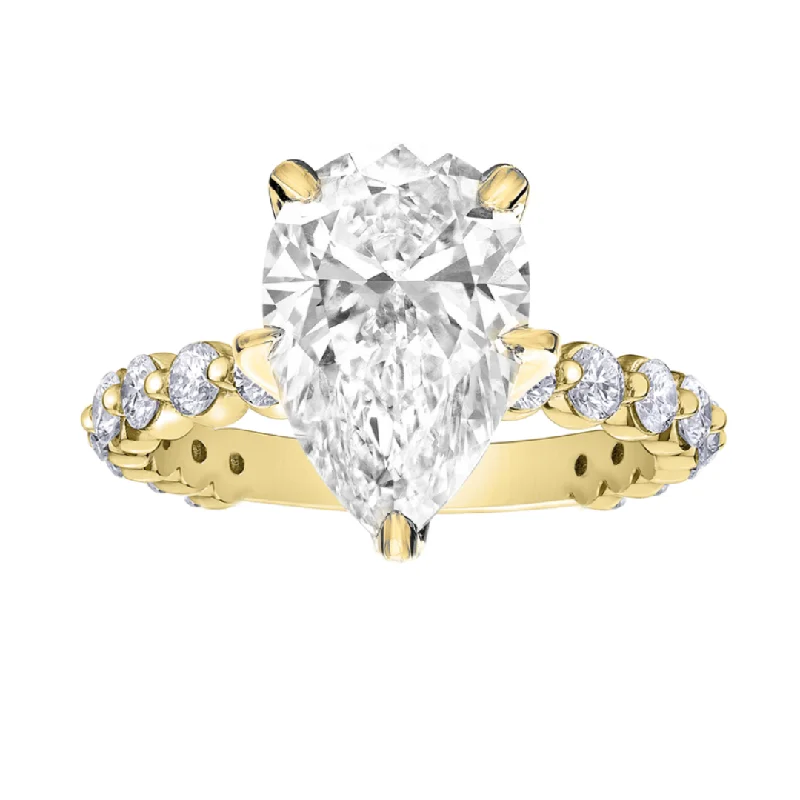 Classic engagement rings with diamonds-18kt Yellow Gold 5.83cttw Pear Shaped Natural Diamond Engagement Ring