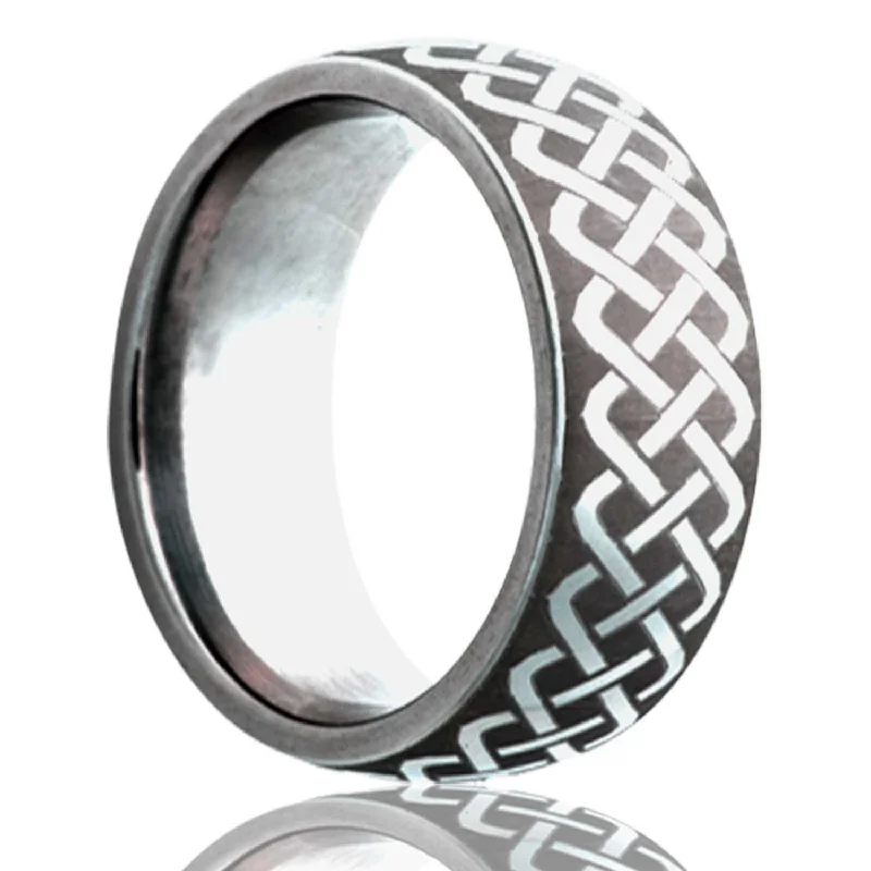 Classic diamond rings for women-Celtic Sailor's Knot Domed Titanium Wedding Band