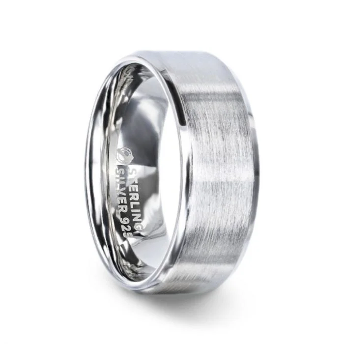 Elegant platinum rings for women-Brushed Silver Men's Wedding Band