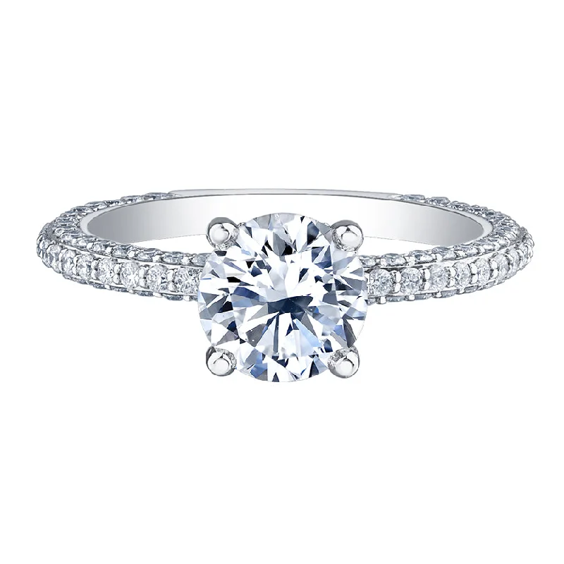 Engagement rings with princess cut diamonds-18kt White Gold 1.22cttw Round Canadian Diamond Center Engagement Ring