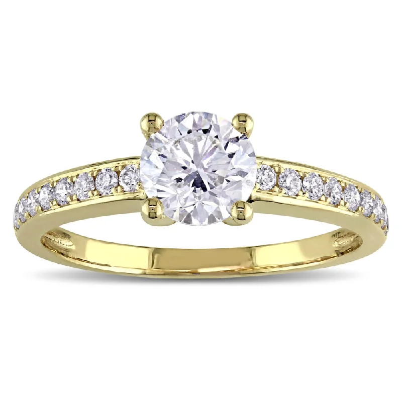 Engagement rings with cushion cut diamonds-Miadora 14k Yellow Gold Certified 1-1/6ct TDW Diamond Engagement Ring (GIA) - White