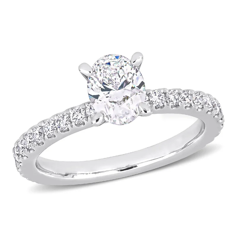 Engagement rings with vintage settings-Miadora 18k White Gold 1 3/5ct TDW Diamond Solitaire Engagement Ring