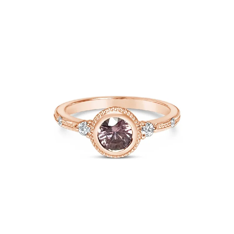 Women’s engagement rings with diamonds-CRILLON || 0.5ct round pink sapphire and diamonds ring