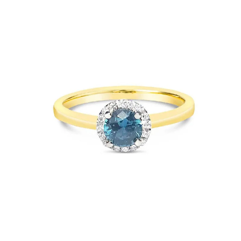 Minimalist engagement rings for women-SOLEIL Montana sapphire and diamond ring