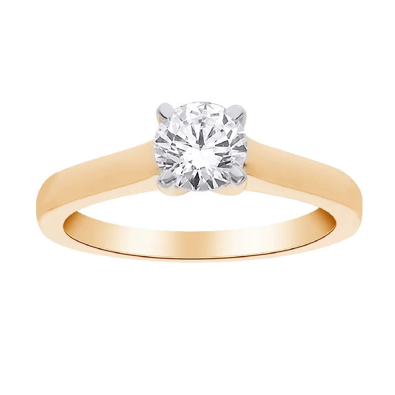 Vintage-inspired engagement rings for women-14kt Yellow Gold 1.00ct Round Solitaire Diamond Engagement Ring