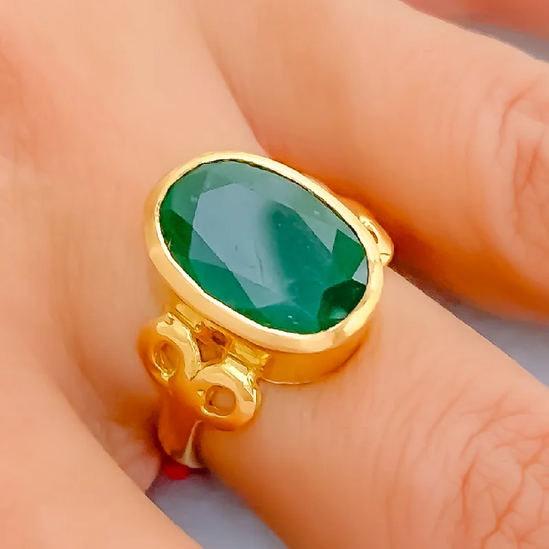 Women’s statement rings with gemstones-Impressive 22K Gold 6.5CT Emerald Ring