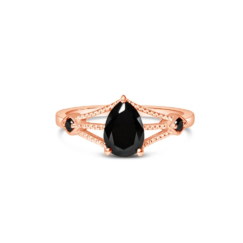 Engagement rings with heart-shaped diamonds-NERA || 0.86ct black diamond in rose gold 14k