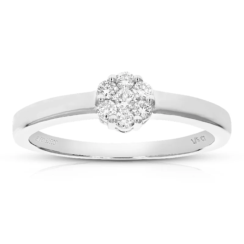 Engagement rings with cushion cut diamonds-1/5 cttw Lab Created Diamond Engagement Ring Sterling Silver Prong