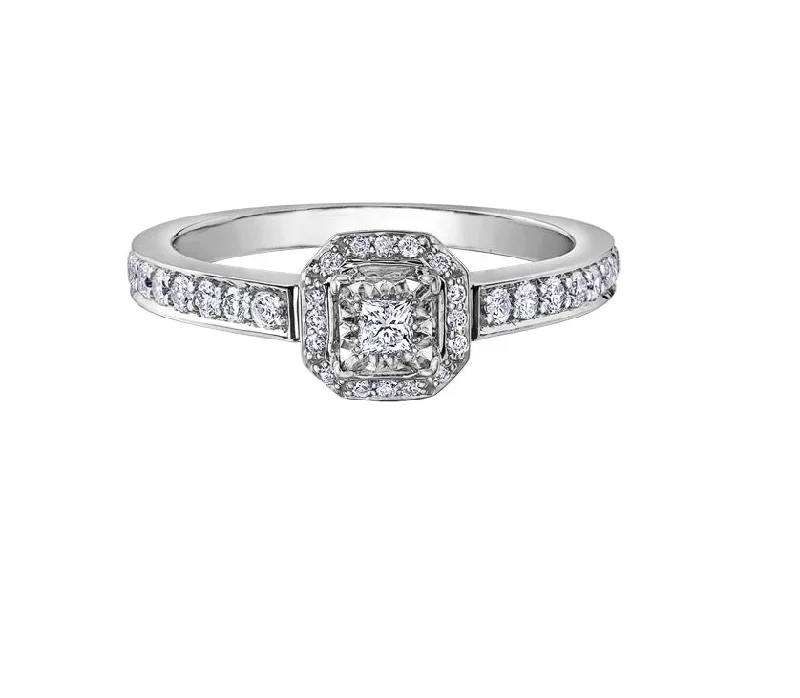 Engagement rings with unique band designs-10kt White Gold 0.41cttw Halo Diamond Engagement Ring