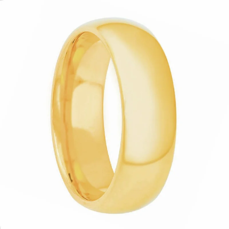 Gold-plated rings for women-14k Yellow Gold Domed Men's Wedding Band