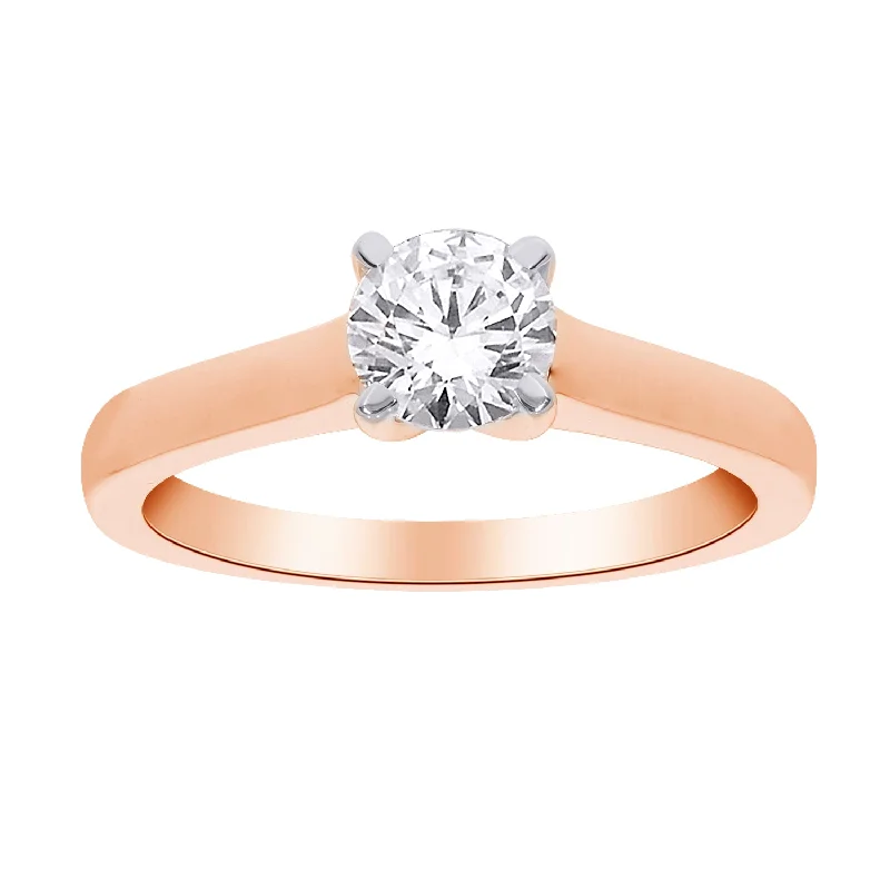 Engagement rings with black diamonds-14kt Rose Gold 1.00ct Round Solitaire Diamond Engagement Ring