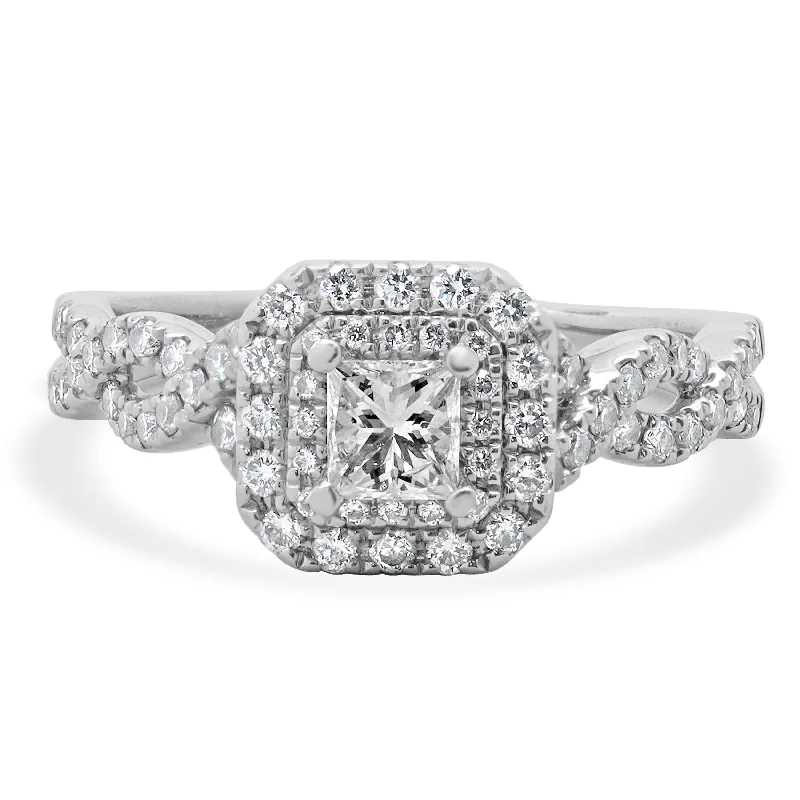 Elegant platinum engagement rings-Vera Wang 14 Karat White Gold Princess Cut Diamond Engagement Ring