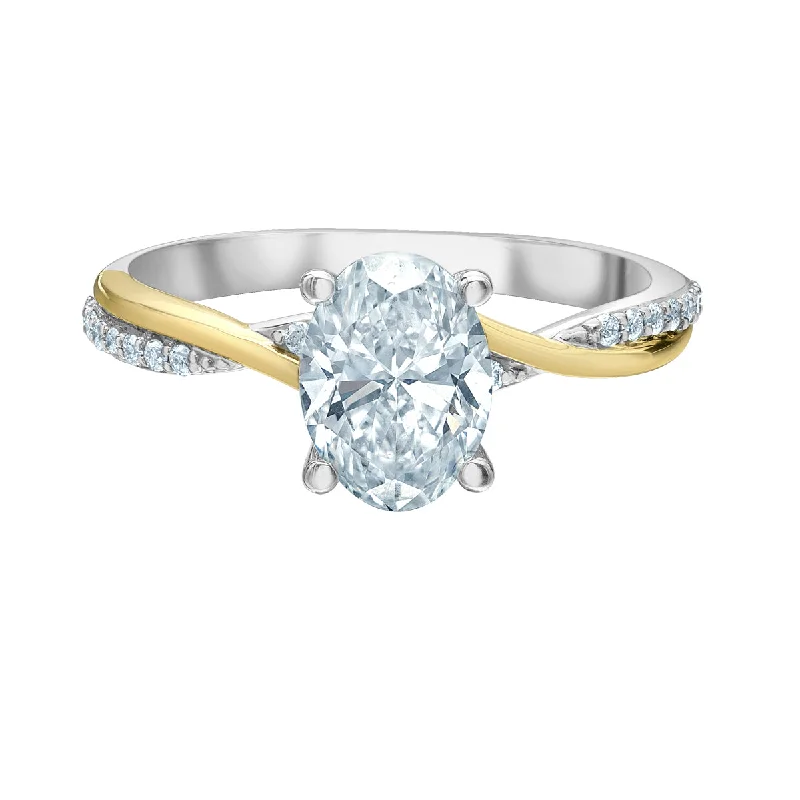 Elegant wedding and engagement ring sets-14kt Two Tone Gold 1.61cttw Lab-Created Oval Diamond Engagement Ring