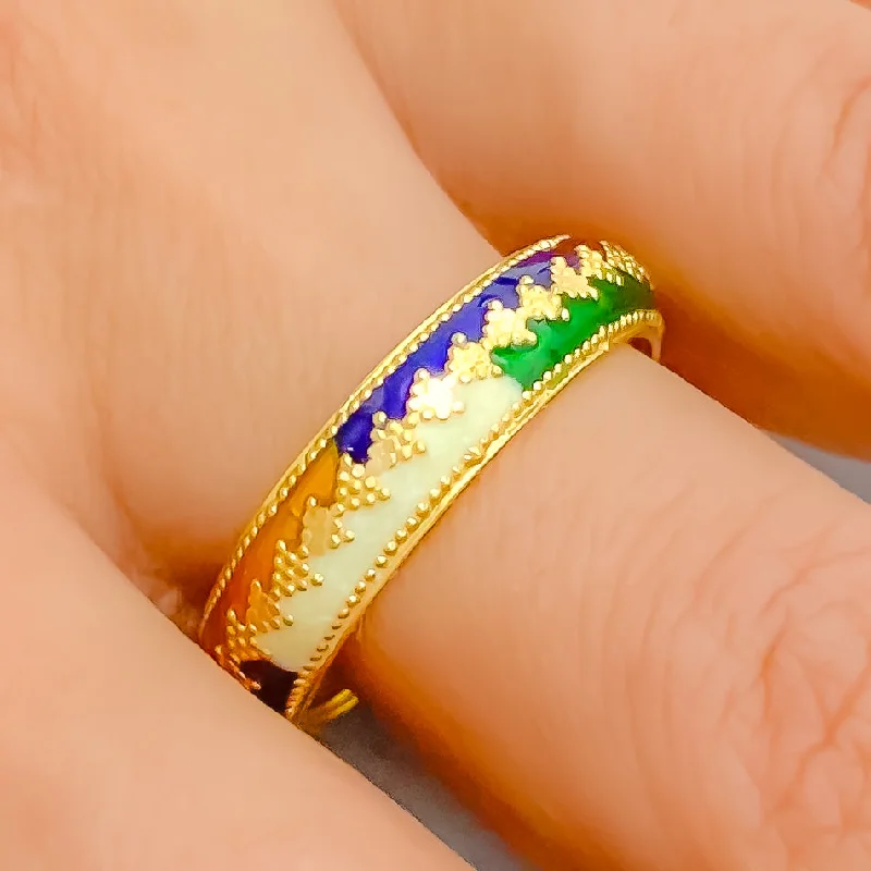 Adjustable rings for women-Glossy Detailed 22k Gold Ring