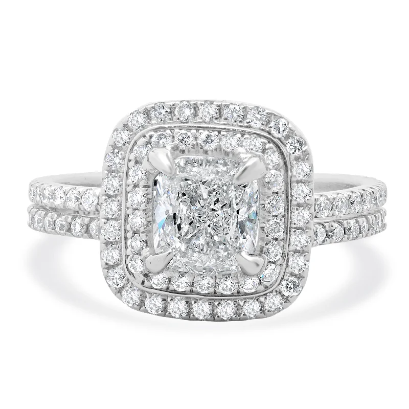 Affordable engagement rings for brides-14k White Gold and Platinum Cushion Cut Diamond Engagement Ring