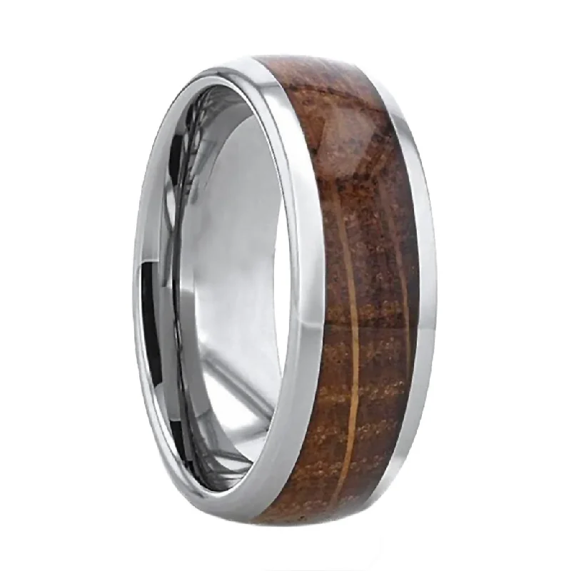 Adjustable rings for women-Tungsten Men's Wedding Band with Whiskey Barrel Inlay