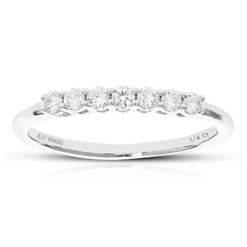 Engagement rings with unique band designs-1/4 cttw Round Lab Grown Diamond Wedding Engagement Ring .925 Sterling Silver Prong Set