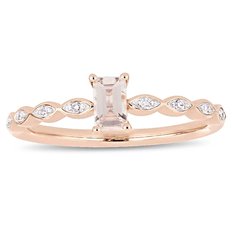 White gold engagement rings for women-Miadora 10k Rose Gold 1/4ct TDW Marquise and Round-Cut Diamond Infinity Engagement Ring