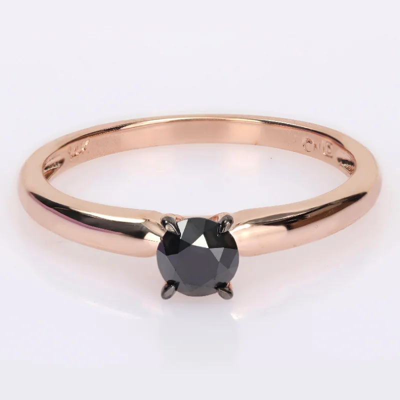 Engagement rings with deep blue sapphires-Miadora 1/2ct TDW Black Diamond Solitaire Engagement Ring in 14k Rose Gold