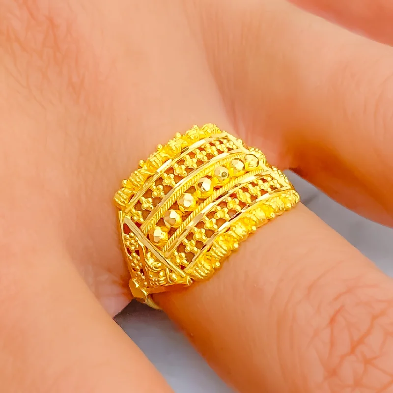 Elegant silver rings for women with diamonds-Fashionable Refined 22K Gold Ring