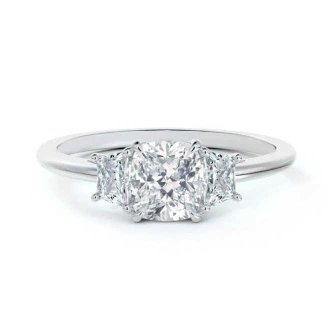 Engagement rings with radiant cut diamonds-Platinum 1.40cttw Cushion Micaela's Three Stone Illusion Engagement Ring