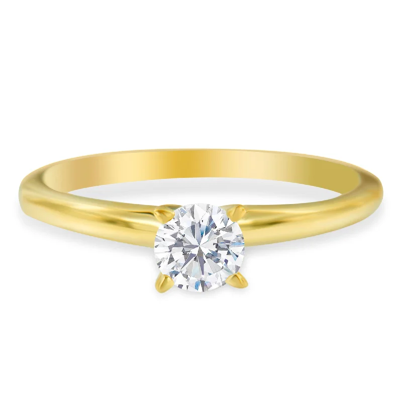 Platinum engagement rings for women-GIA Certified 14k Gold 1/2 Cttw Diamond Solitaire Engagement Ring