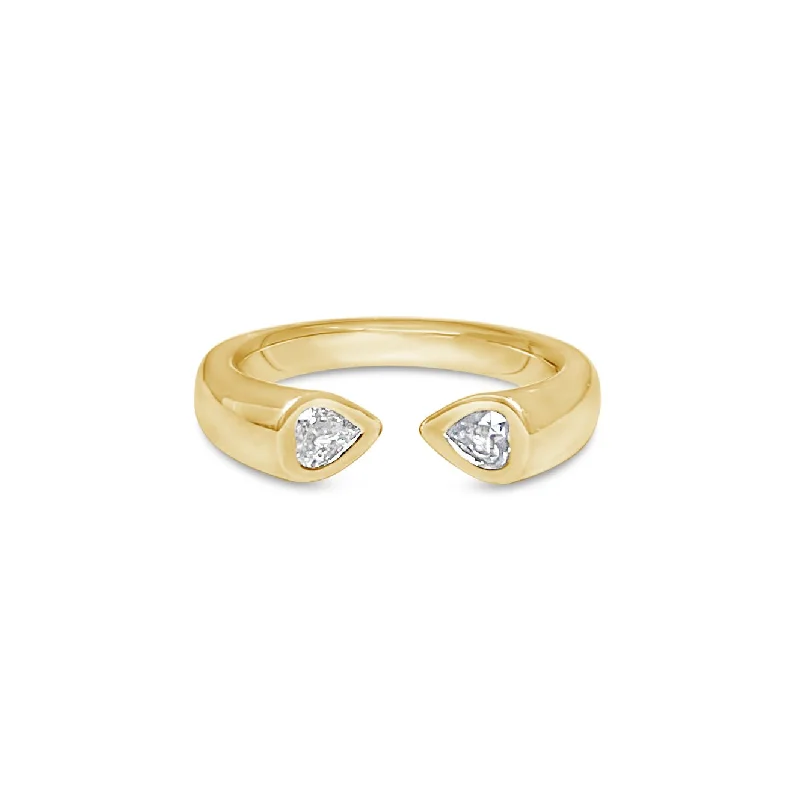 Personalized engagement rings for women-BRUGES || open ring with pear diamonds