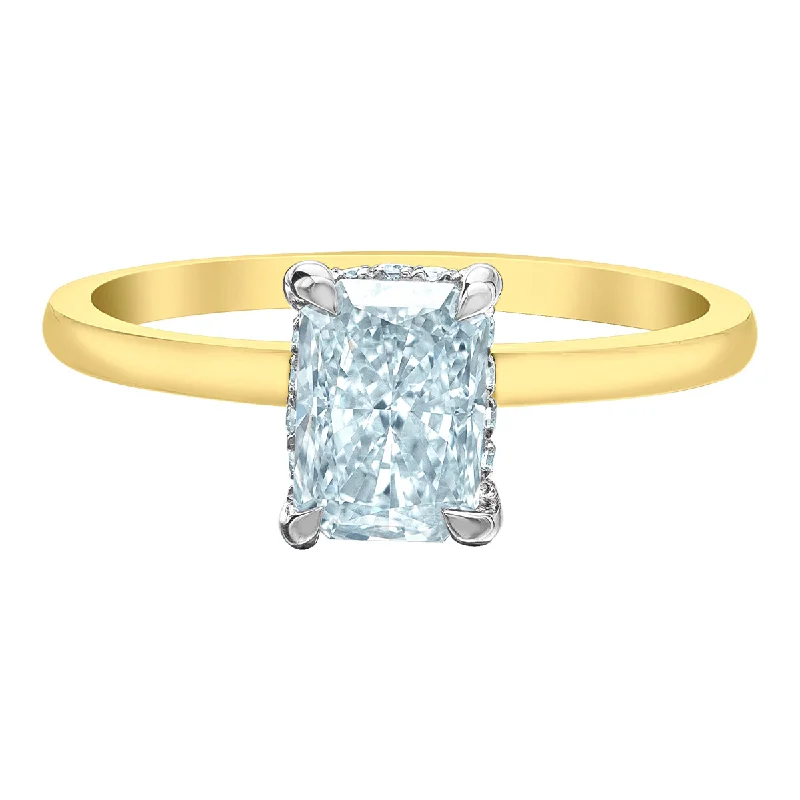 Engagement rings with floral designs-14kt Gold 1.58cttw Radiant Cut Canadian Diamond Hidden Halo Engagement Ring