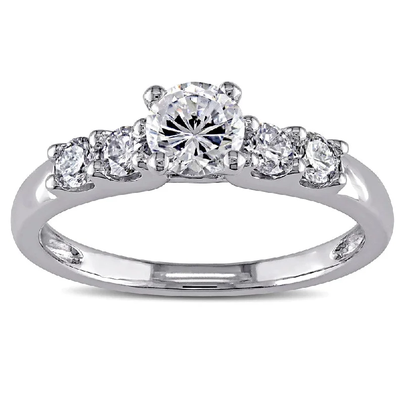 Engagement rings with princess-cut sapphires-Miadora 14k White Gold Cubic Zirconia and 1/3ct TDW Diamond Engagement Ring