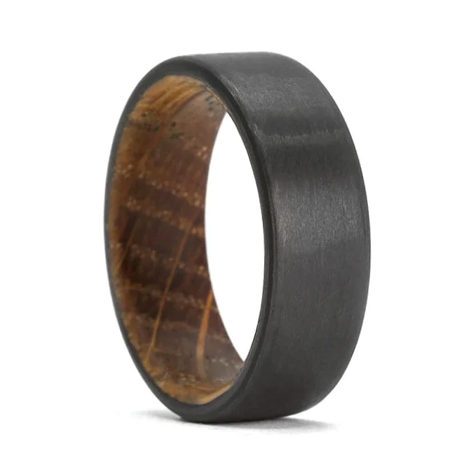 Elegant silver rings for women with diamonds-Whiskey Barrel Wood & Carbon Fiber Men's Wedding Band