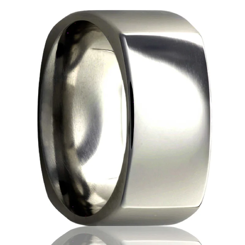 Elegant silver rings for women with diamonds-Square Shaped Titanium Wedding Band