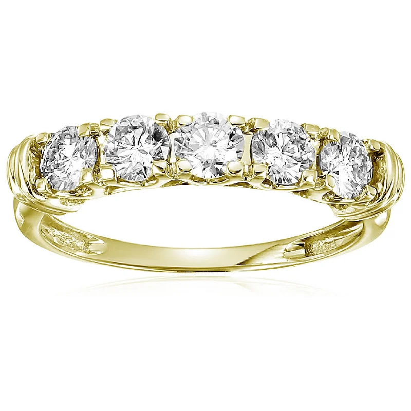 White gold engagement rings with diamonds-2 cttw 5 Stone Diamond Ring 14K Yellow Gold Engagement Prong Set Round