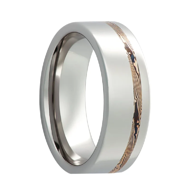 Women’s rings with unique metal finishes-Asymmetrical Mokume Gane Inlaid Cobalt Wedding Band