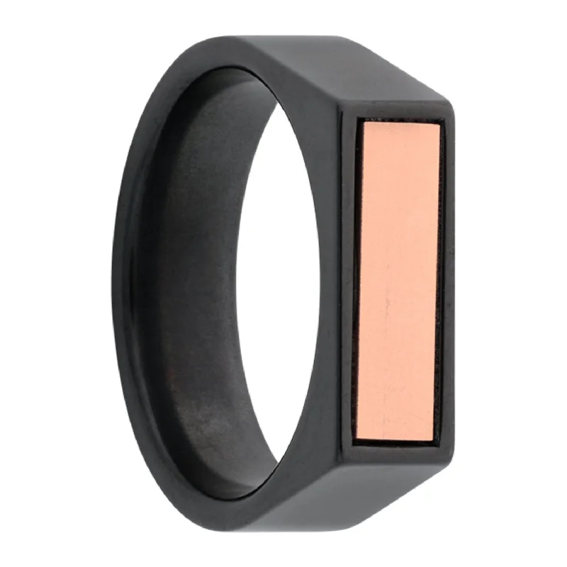 Simple yet elegant rings for women-14k Rose Gold Zirconium Signet Ring