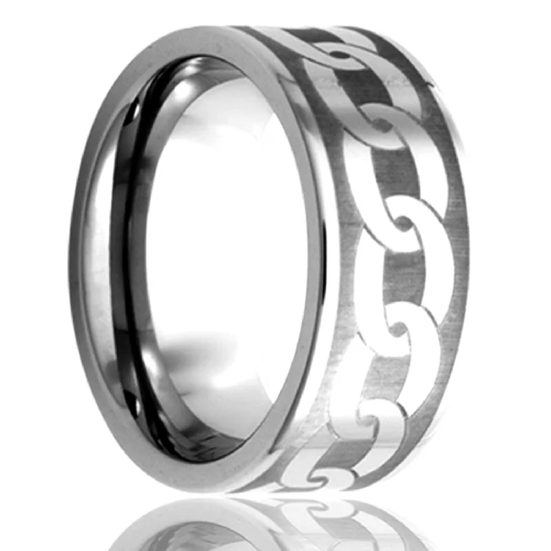 Women’s rings with intricate designs-Chain Pattern Titanium Wedding Band