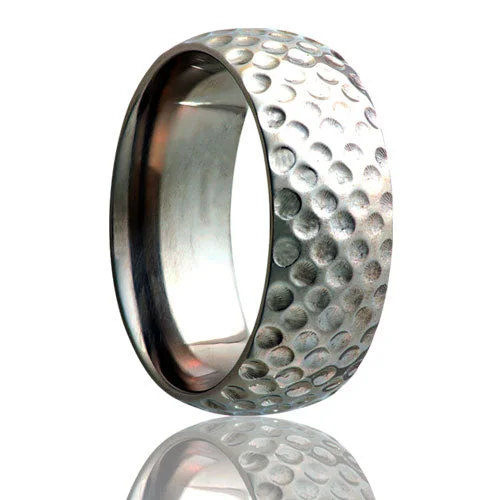 Affordable wedding rings for women-Golf Ball Domed Titanium Wedding Band