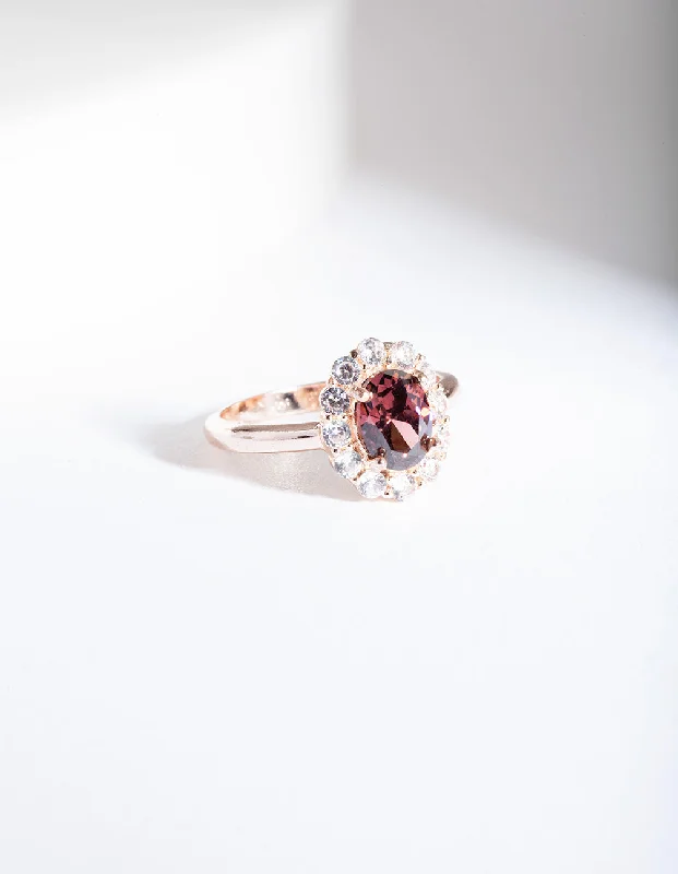 Modern engagement rings for women-Rose Gold Pink Stone Engagement Ring