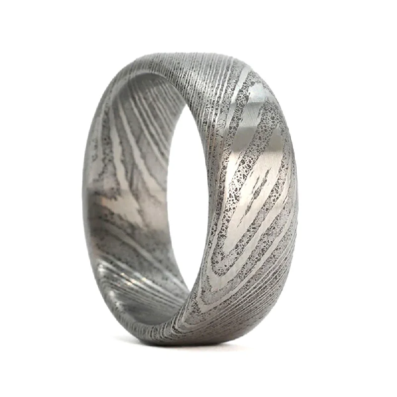 Affordable diamond rings for women-Men's Damascus Steel Wedding Band