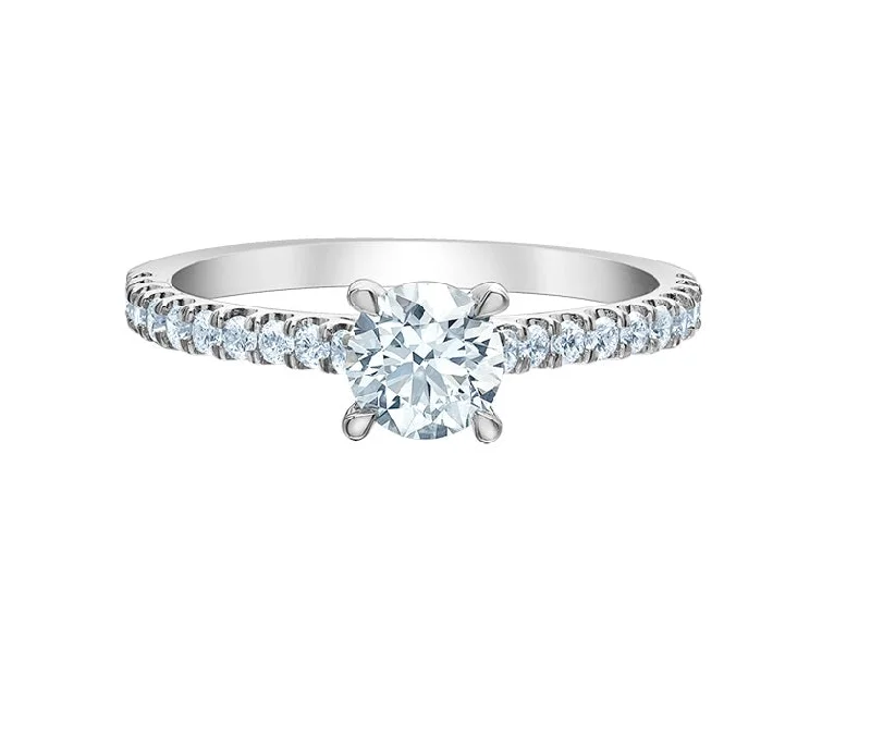 Elegant engagement rings for women-14kt White Gold 1.01cttw Round Cut Engagement Ring