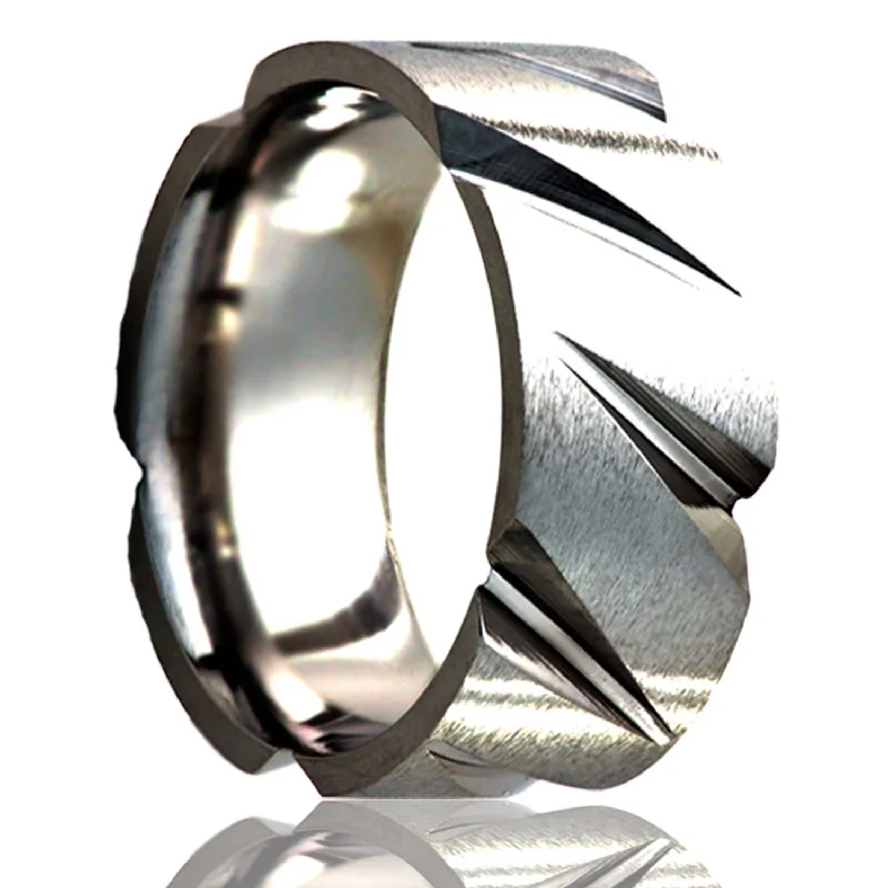 Luxury rings for women with diamond accents-Diagonal Slash Titanium Wedding Band