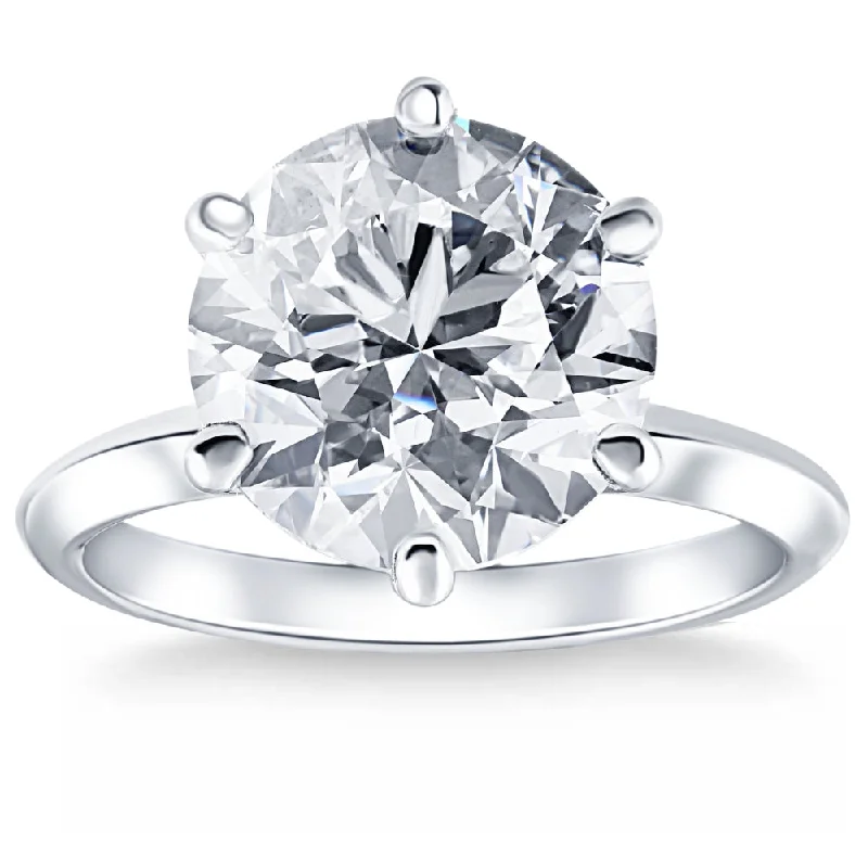 Engagement rings with baguette diamonds-Certified 6 Ct Solitaire Diamond Engagement Ring Platinum Lab Grown Size: 6.5